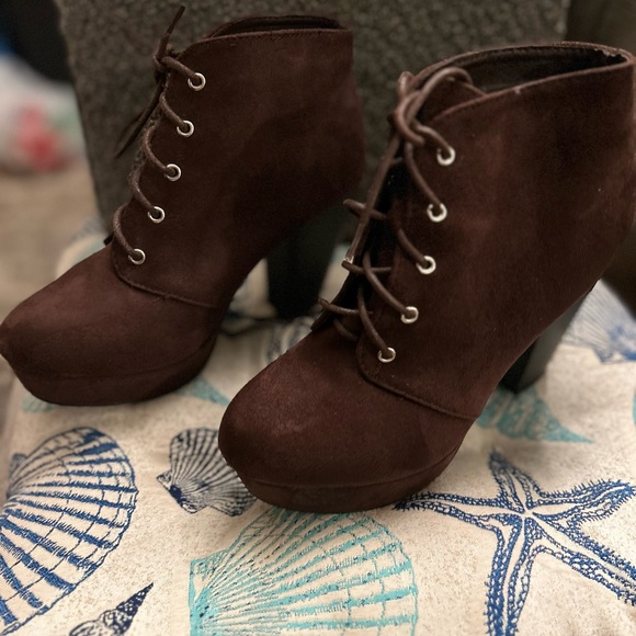 Suede Ankle Bootie Boots in Forest Green and Chocolate Brown $32.00 each - Picture 5 of 6